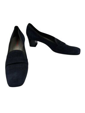 Parlanti  Block Heel Square Toe Shoe Italy Black Women's Size 38 EU  8 US